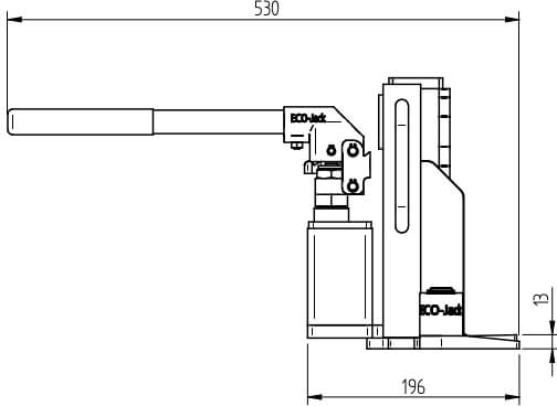 Abmessungen des HTS Transportfahrwerks ECO-Jack 30-5S