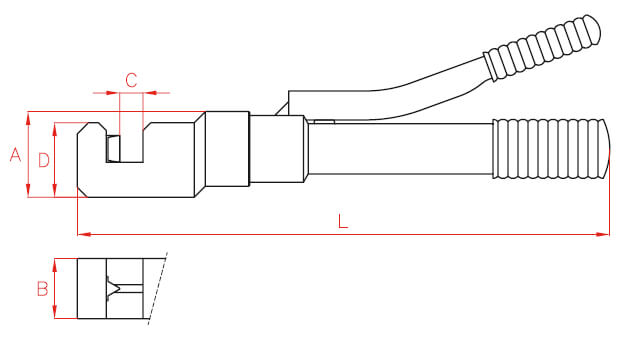 Abmessungen des Kettenschneiders CK0016 von Larzep
