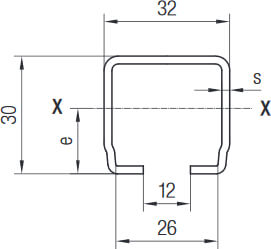 Querschnitt und Abmessungen der Conductix-Wampfler C-Schiene aus dem Programm 230