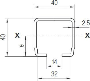 Querschnitt und Abmessungen der Conductix-Wampfler C-Schiene aus dem Programm 240