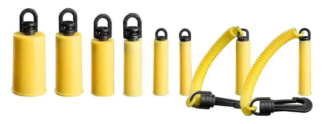 DBI SALA Automatik-Spin als gelbe Gummimanschette mit Drehwirbel an einem Schraubendrehergriff