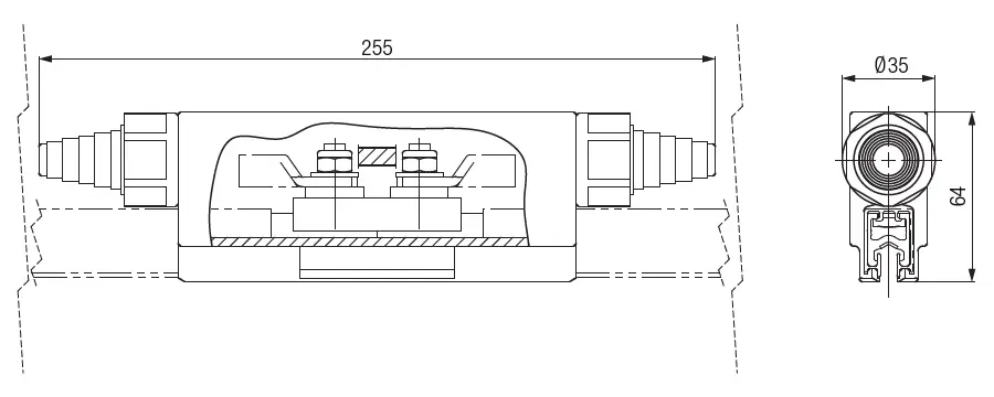 Abmessungen Conductix Wampfler Einspeiseverbinder 081251 Abmessungen Conductix Wampfler Einspeiseverbinder 081251