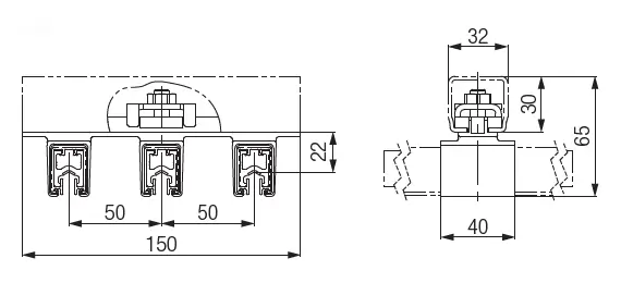 Abmessungen Conductix Wampfler Kompaktschienenhalter 081246-350 Abmessungen Conductix Wampfler Kompaktschienenhalter 081246-350