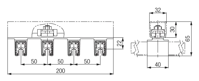 Abmessungen Conductix Wampfler Kompaktschienenhalter 081246-450 Abmessungen Conductix Wampfler Kompaktschienenhalter 081246-450