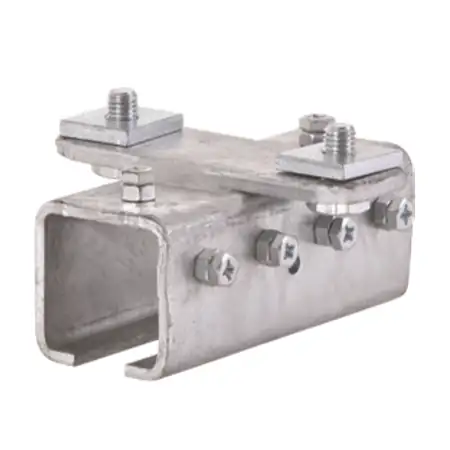 Schienenhalter Verbinder einteilig f. Spannarm Ansicht 1 Schienenhalter Verbinder einteilig f. Spannarm Ansicht 2