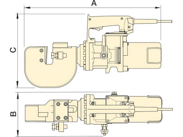 Abmessungen des Draht und Kabelschneiders EWCH90 von Enerpac