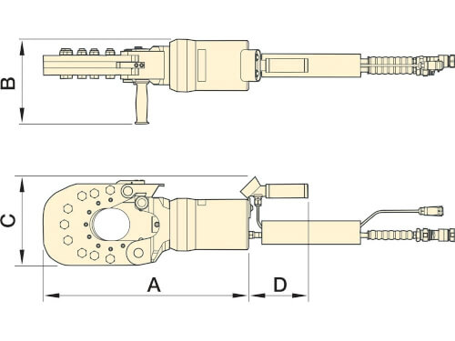 Abmessungen des Draht und Kabelschneiders EWCH90 von Enerpac