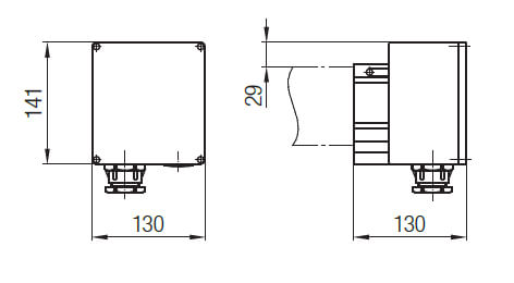 Abmessungen der Endeinspeisung für das Programm 0842