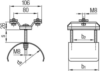 Abmessungen der Conductix-Wampfler Endklemme aus Stahl verzinkt, schwere Baureihe