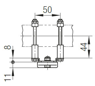 Abmessungen der Endklemme mit Kugelgelenk für Leitungshalter 020131