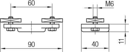 Abmessungen der Endklemme für Rundleitungen mit Kugelgelenk für Leitungshalter 020131 bzw. 020431