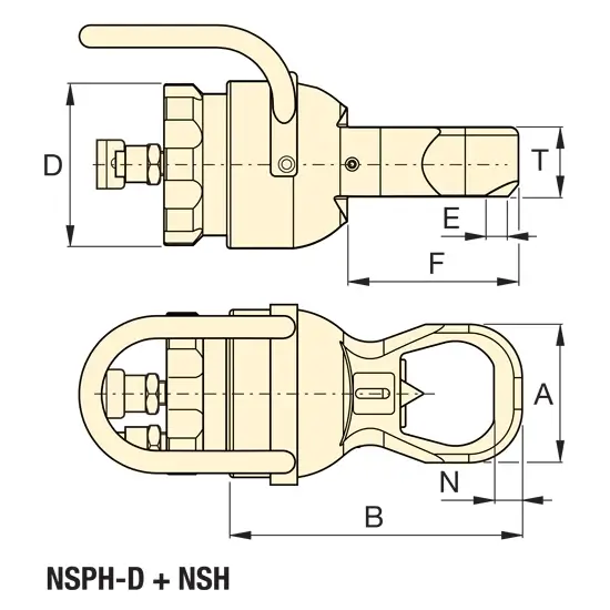 Abmessungen des Mutternsprengers NSPHD und NSH von Enerpac