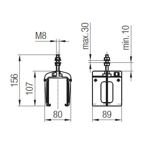 Abmessungen des Fixpunktes für das Programm 0842