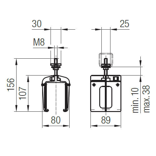 Abmessungen des Fixpunktes für das Programm 0842