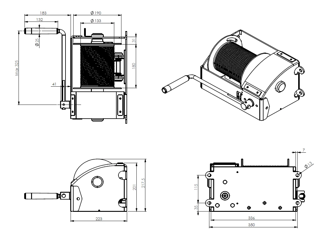 Abmessungen Theaterwinde TW Abmessungen Theaterwinde TW