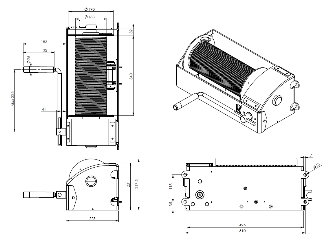 Abmessungen Theaterwinde TW Abmessungen Theaterwinde TW