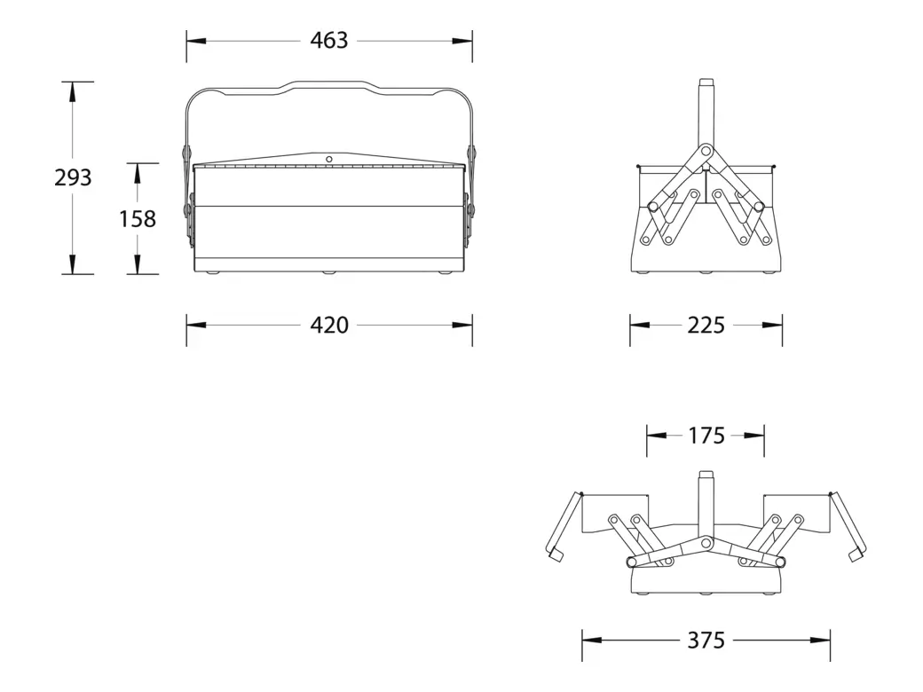Werkeugkasten 1263 L - 3 Fächer Ansicht 3 Werkeugkasten 1263 L - 3 Fächer Ansicht 2