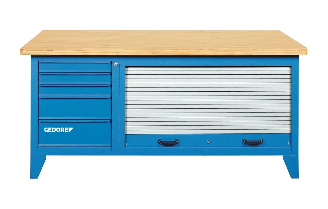 GEDORE Werkbank mit Schrank B 1500 – Beispielansicht