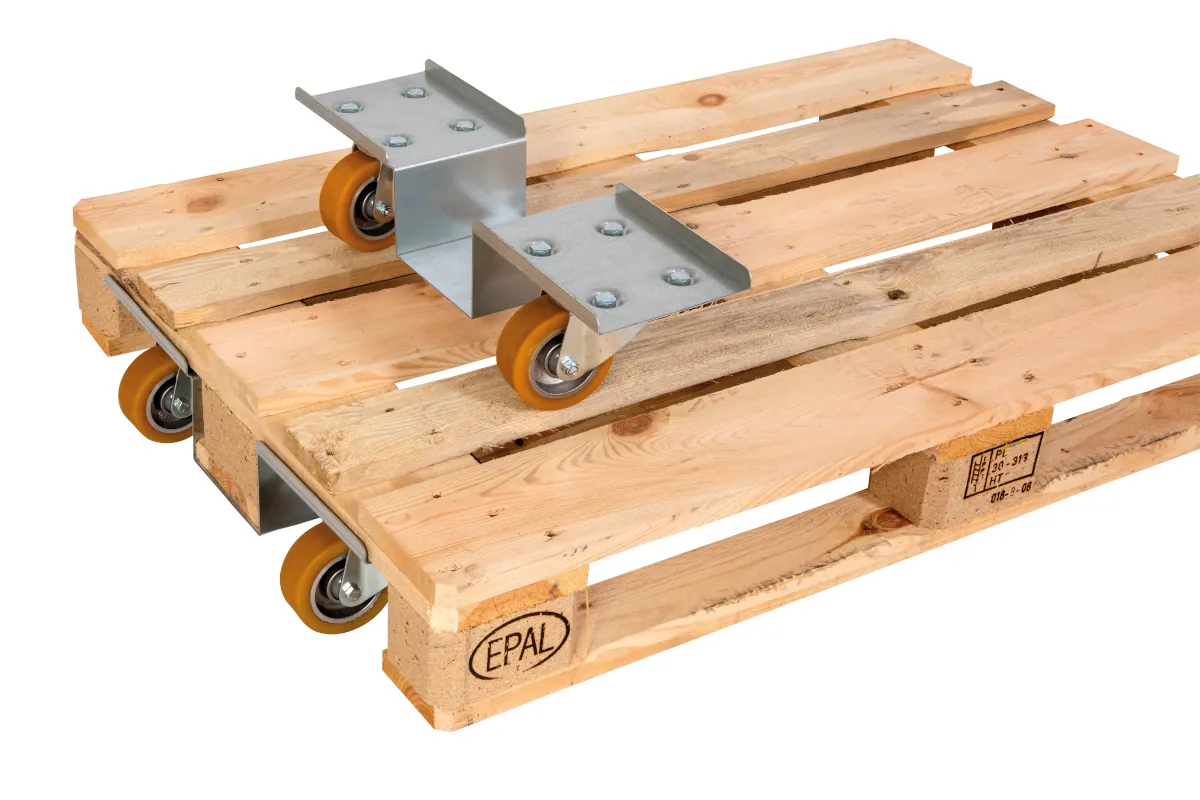 HMH Europalettenroller Set (2 Stück) im Einsatz unter einer Europalette