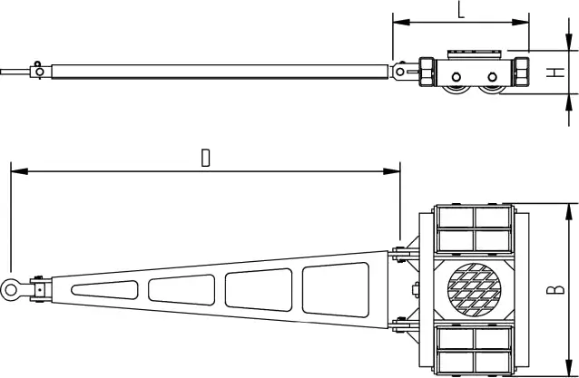 Abmessungen des HTS Transportfahrwerks X16L