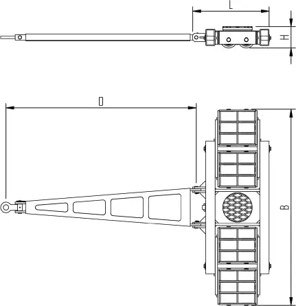 Abmessungen des HTS Transportfahrwerks X48L