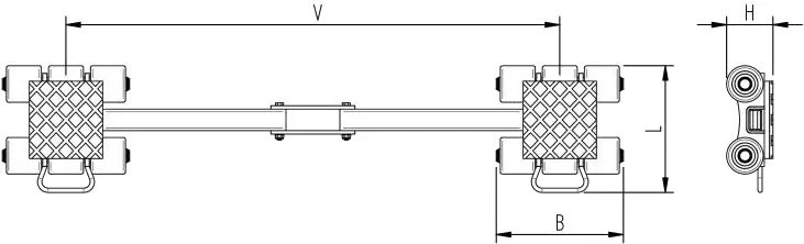 Abmessungen des HTS Transportfahrwerks IDEAL iN120S