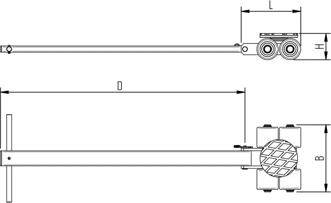 Abmessungen des HTS Transportfahrwerks IDEAL iN40L