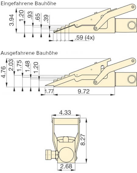 Abmessungen des Maschinenhebers LW16 von Enerpac