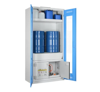LaCont Chemikalienschrank für 60-Liter-Fässer mit Sicherheitsbox LaCont Chemikalienschrank für 60-Liter-Fässer mit Sicherheitsbox 980 EW1x20/ AW1x65/ BW1x11 l
