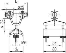 Abmessungen des Conductix-Wampfler Leitungswagen aus Kunststoff