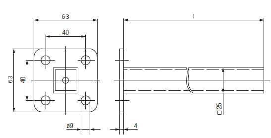 Abmessungen des Mitnehmerarms zur Schleppleitung von Wampfler