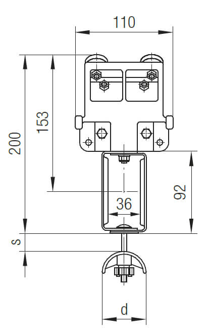 Abmessungen des Mitnehmerwagen aus Kunststoff für das Programm 0270