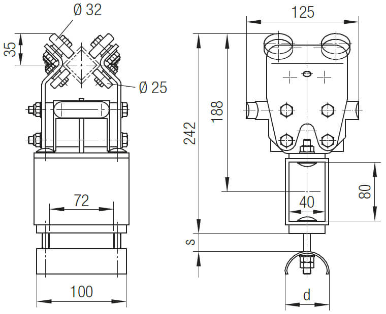 Abmessungen des Mitnehmerwagens aus Stahl für das Programm 0270
