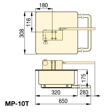 Abmessungen des Pumpen-Tanks MP-10T von Enerpac