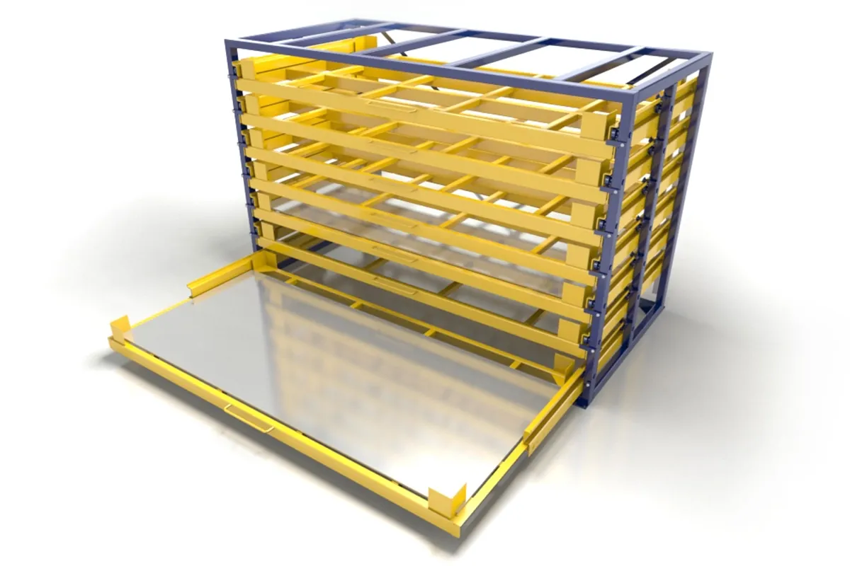 RR - Industrietechnik Blechauszugsregal RBA – Regalsystem mit ausziehbaren Schubladen