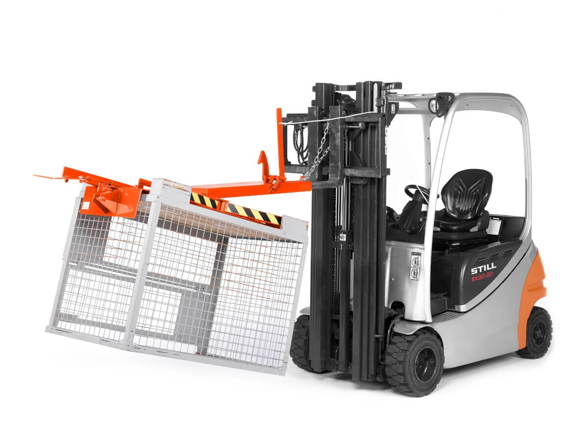 RR - Industrietechnik Gitterboxwender RGW (Stapler-Anbaugerät zum Entleeren von Euro-Gitterboxen)