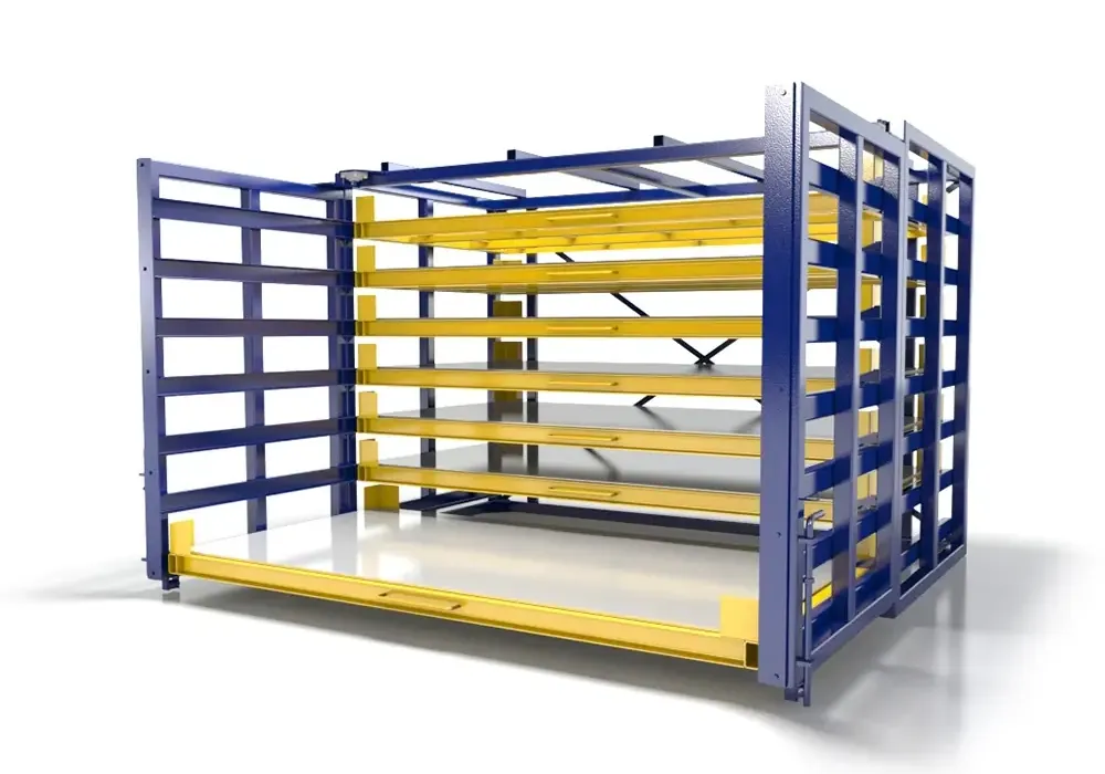 RR - Industrietechnik Schubfachregal für Bleche Typ RBR – Regal mit ausziehbaren Schubfächern