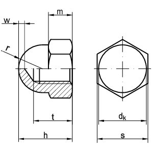 Kunststoff Hutmuttern DIN 1587 M12 Ansicht 3 Kunststoff Hutmuttern DIN 1587 M12 Ansicht 2