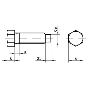 8.8 Schraube DIN 561 B M20 x 120 Ansicht 3 8.8 Schraube DIN 561 B M20 x 120 Ansicht 2