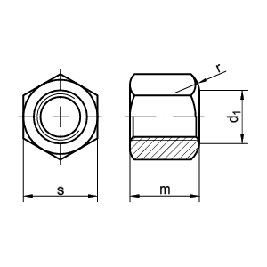 10.9 Sechskantmuttern DIN 6330 M18 Ansicht 3 10.9 Sechskantmuttern DIN 6330 M18 Ansicht 2