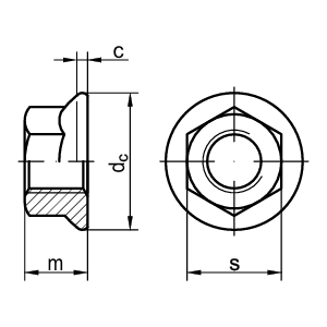 8 Sechskantmuttern DIN 6923 M4 Ansicht 3 8 Sechskantmuttern DIN 6923 M4 Ansicht 2