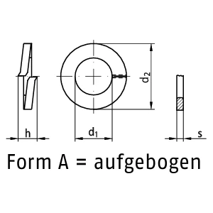 Austenitische Federringe A DIN 127 M3 VPE1000 Ansicht 3 Austenitische Federringe A DIN 127 M3 VPE1000 Ansicht 2