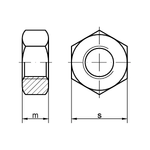 Titan Sechskantmutter DIN 934 M10 Ansicht 3 Titan Sechskantmutter DIN 934 M10 Ansicht 2
