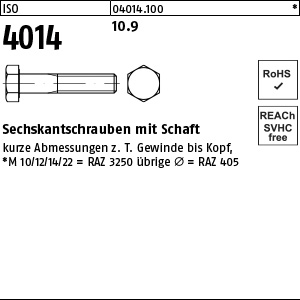 10.9 unveredelte naturfarbene Sechskantschraube ISO 4014 M12 x 45 Ansicht 2