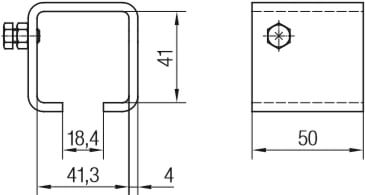 Abmessungen Schienenhalter, blank zum Anschweißen