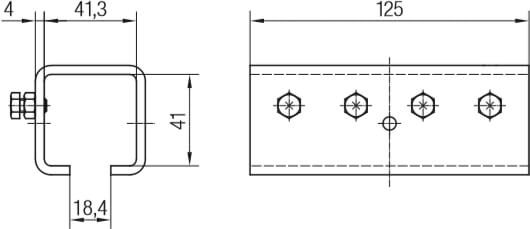 Abmessungen Schienenhalter, blank zum Anschweißen