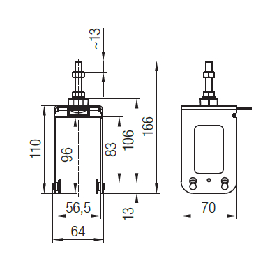Abmessungen des Schienenhalters Programm 0842