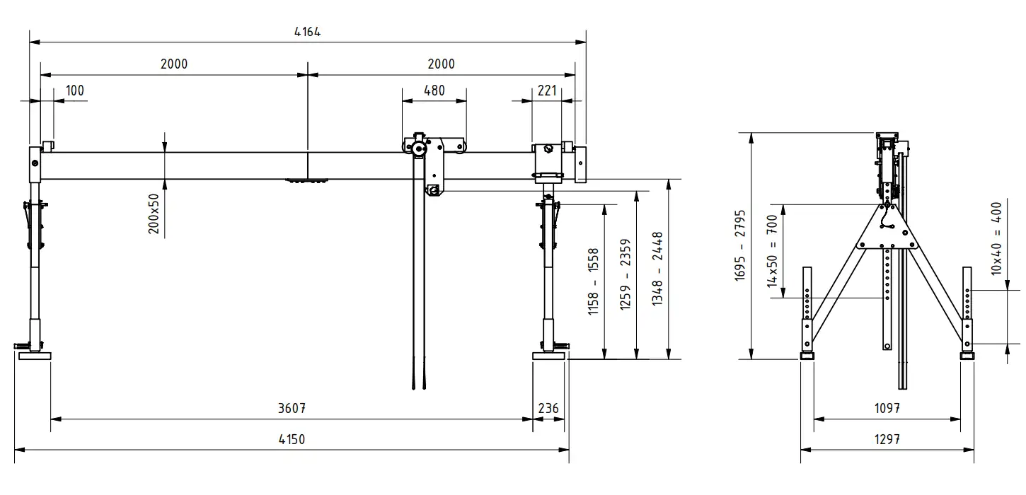 Schilling 1311040-10 Portalkran mit teilbarem Träger Abmessungen