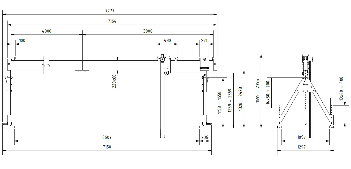 Schilling 1311070-10 Portalkran mit teilbarem Träger Abmessungen