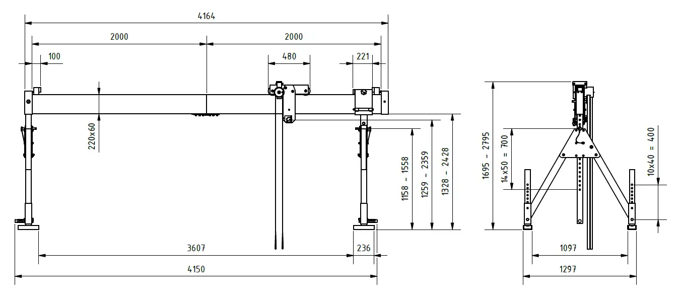 Schilling 1311540-10 Portalkran mit teilbarem Träger Abmessungen